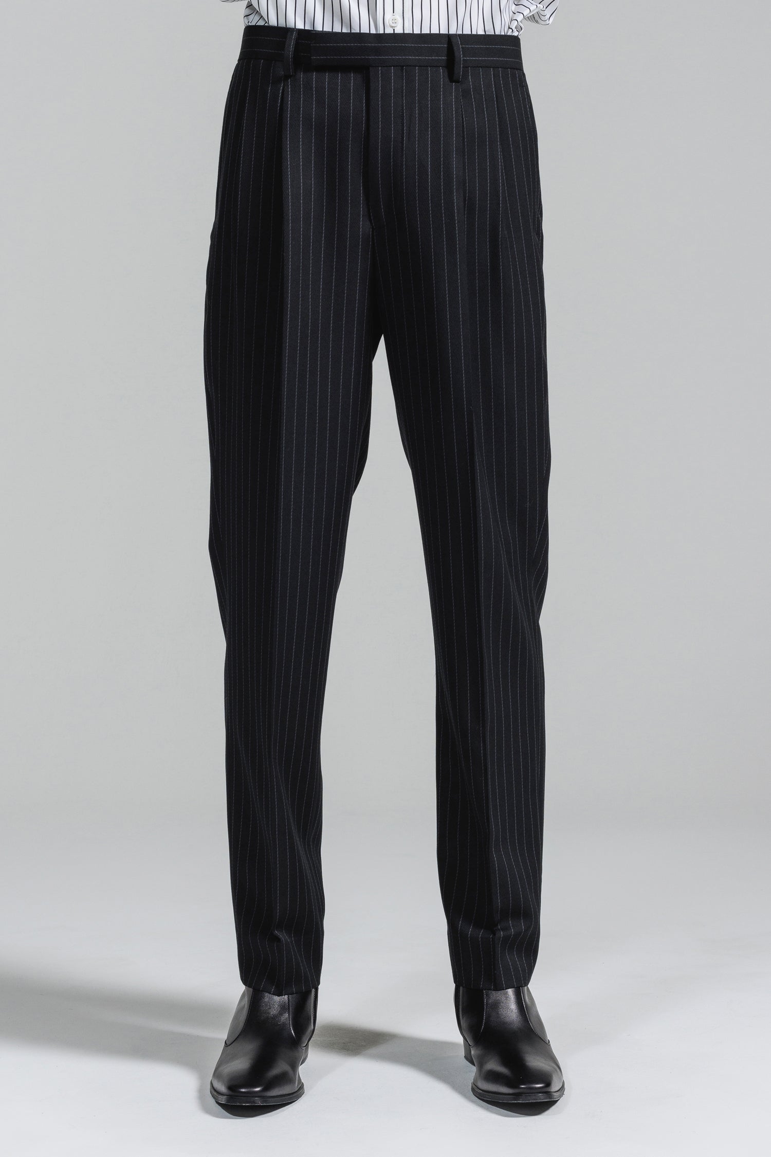 PIN-STRIPE WOOL 2TUCK STRAIGHT TROUSERS [2024A/W]