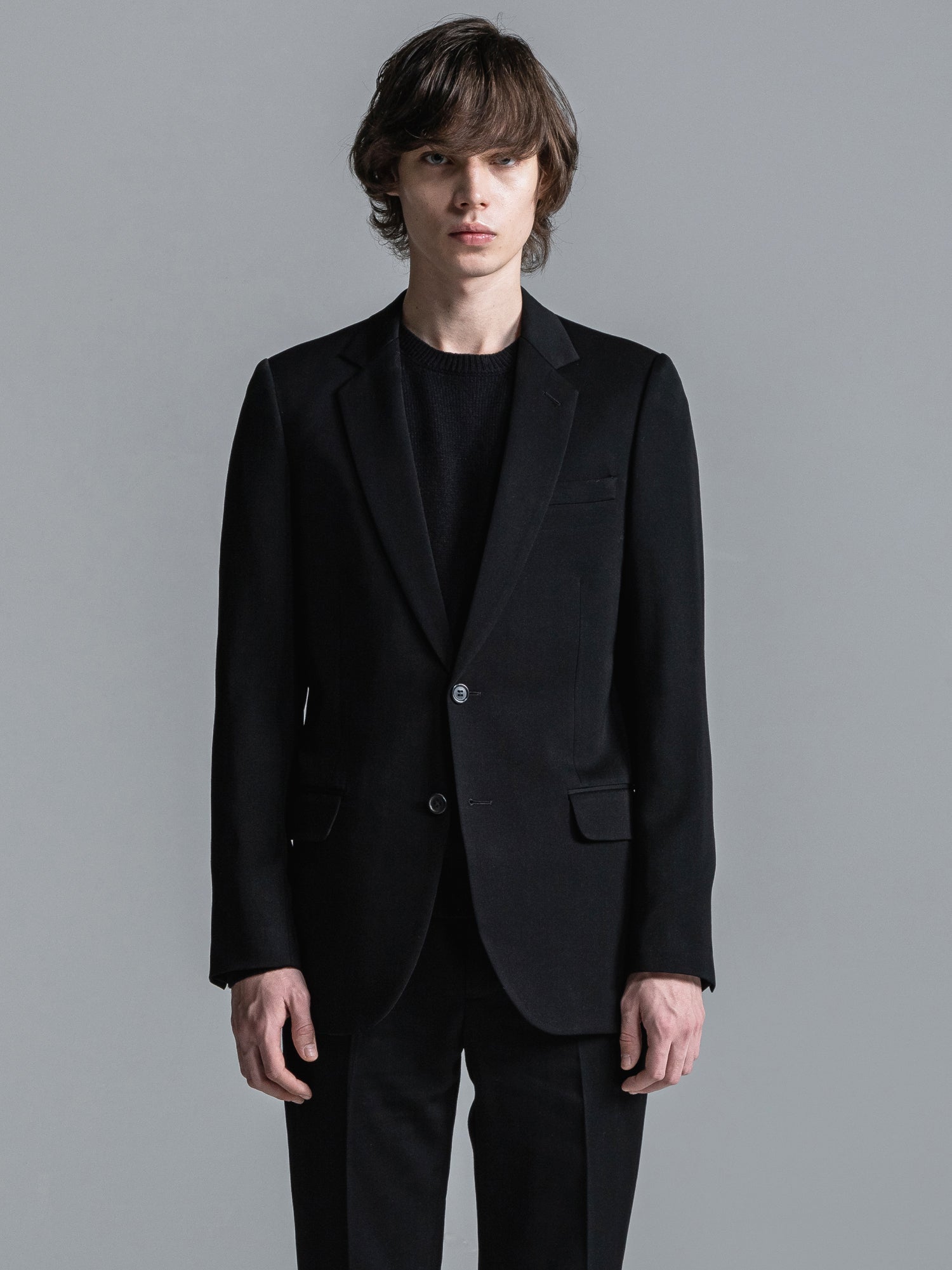 SUPER 120'S ULTRA BLACK WOOL NOTCHED MIDDLE 2B JACKET [2024S/S 