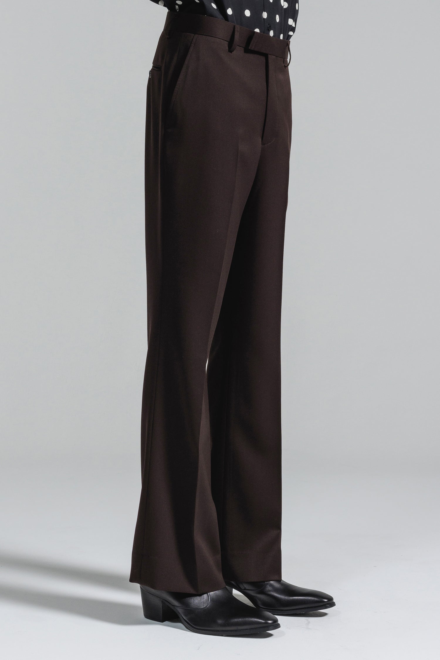 ＜H＞WOOL MOHAIR FLARE PANTS/パンツ　即完売 WOOL FLANNEL HOUNDSTOOTH FEMALE PT DOUBLE TUCK WIDE PANTS(XS