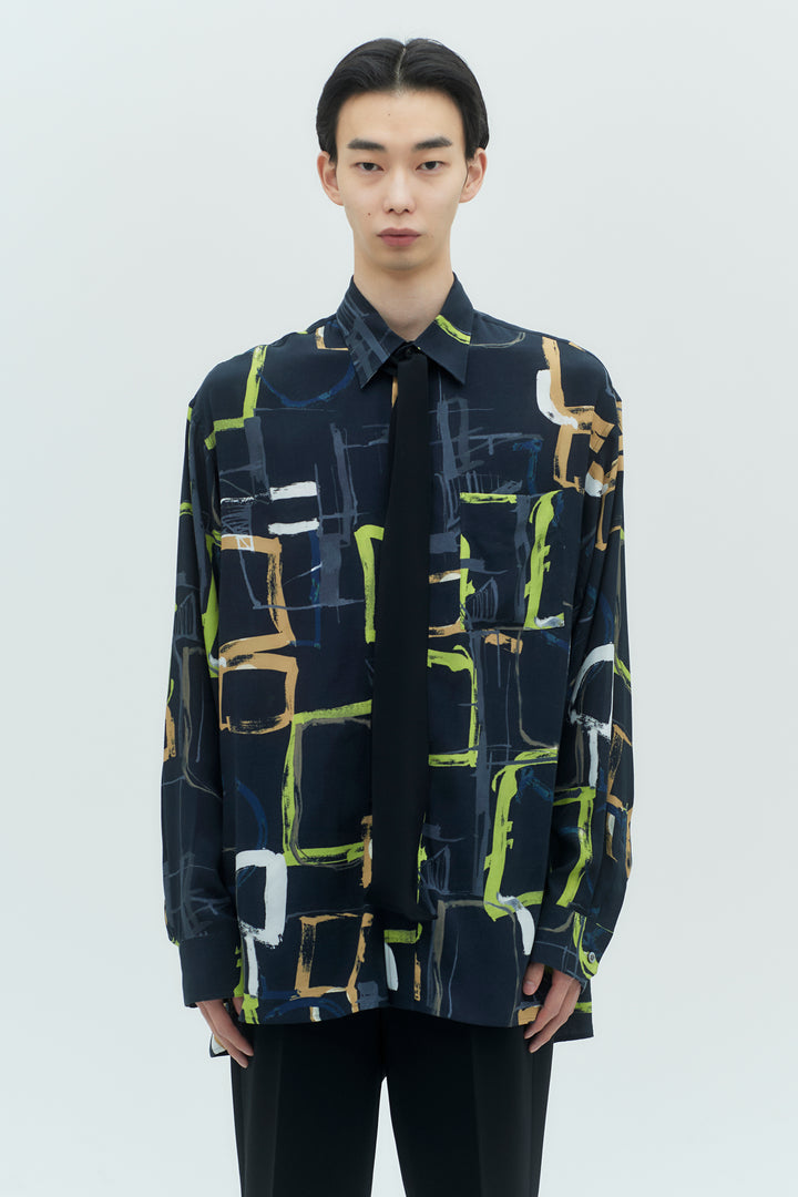 [予約商品] TIE-NECK PRINTED OVERSIZED SHIRTS [2026A/W]