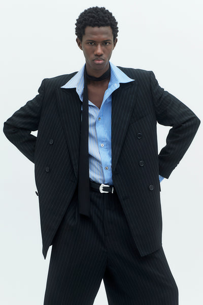予約商品] PINSTRIPE WOOL DOUBLE BREASTED 6B JACKET [2026A/W