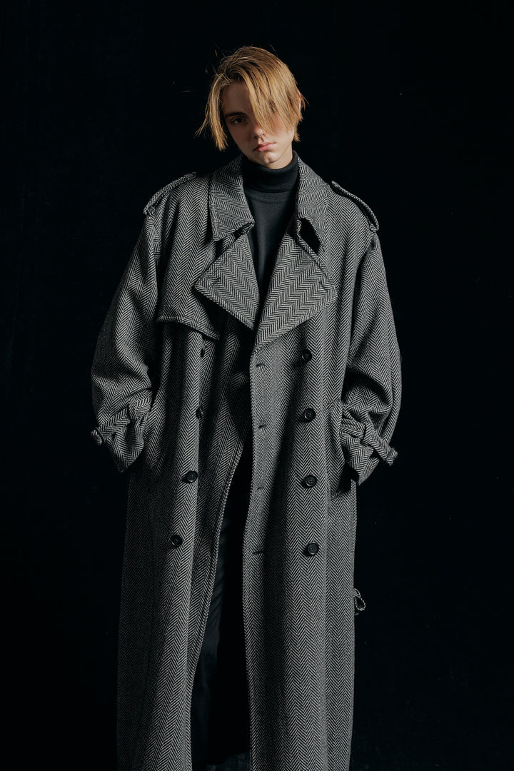 CERRUTI TWEED OVERSIZED MAXI TRENCH COAT [2024A/W]