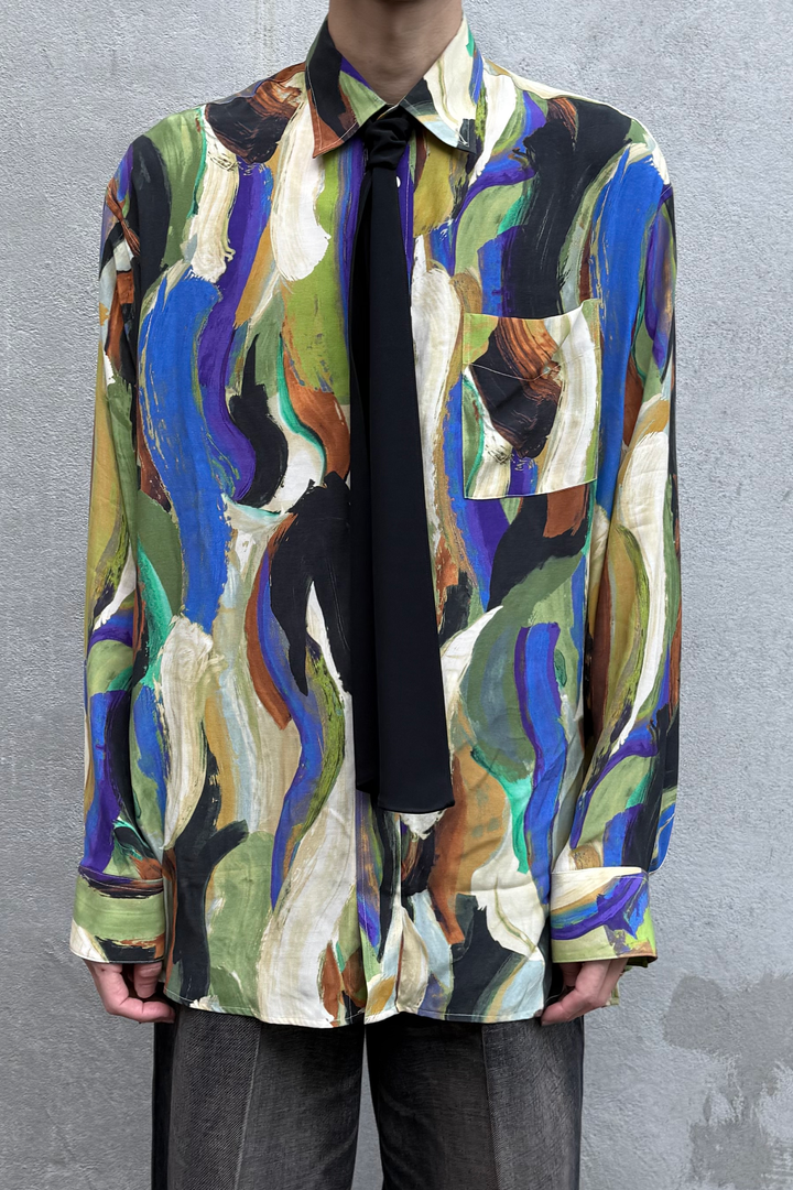 [予約商品] TIE-NECK PRINTED OVERSIZED SHIRTS [2026A/W]
