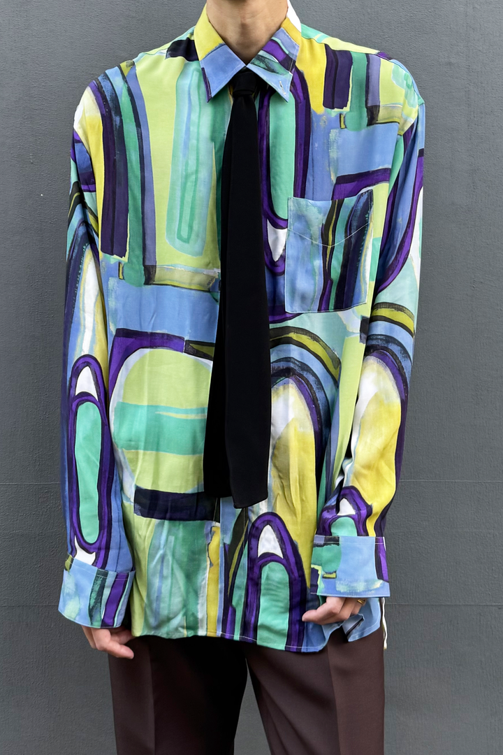 [予約商品] TIE-NECK PRINTED OVERSIZED SHIRTS [2026A/W]