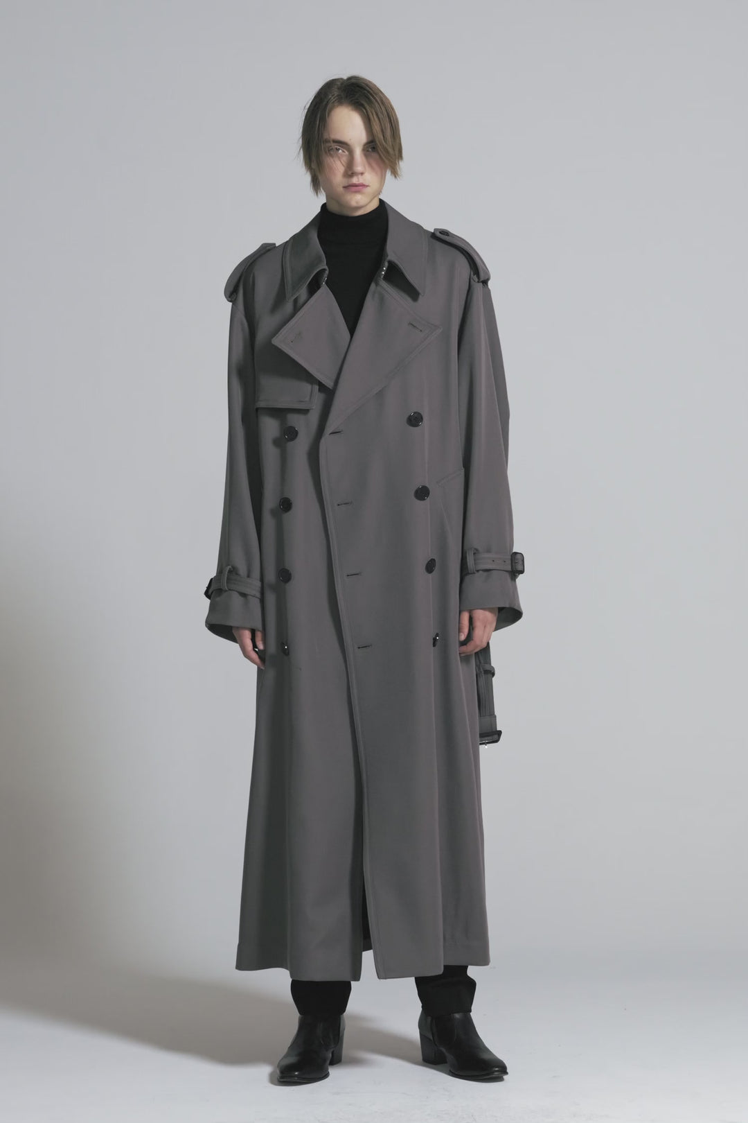 WOOL GABARDINE OVERSIZED MAXI TRENCH COAT [2025S/S]