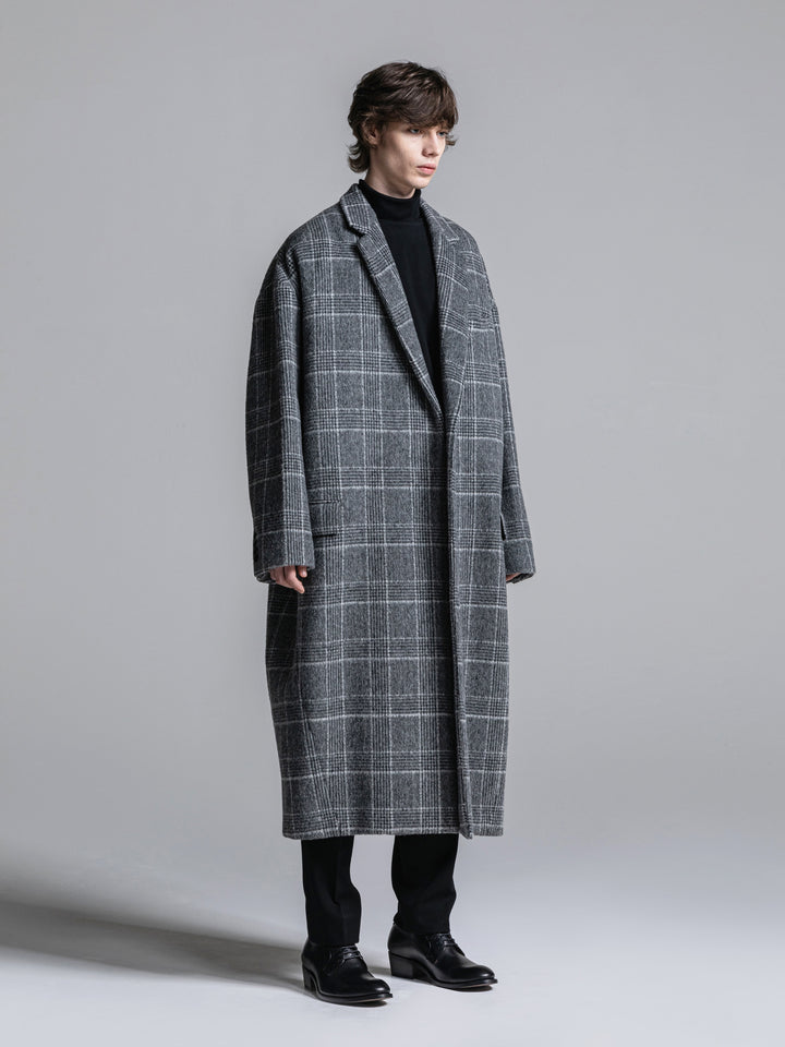 GLEN CHECK WOOL OVERSIZED COCOON CHESTERFIELD COAT [2023A/W]