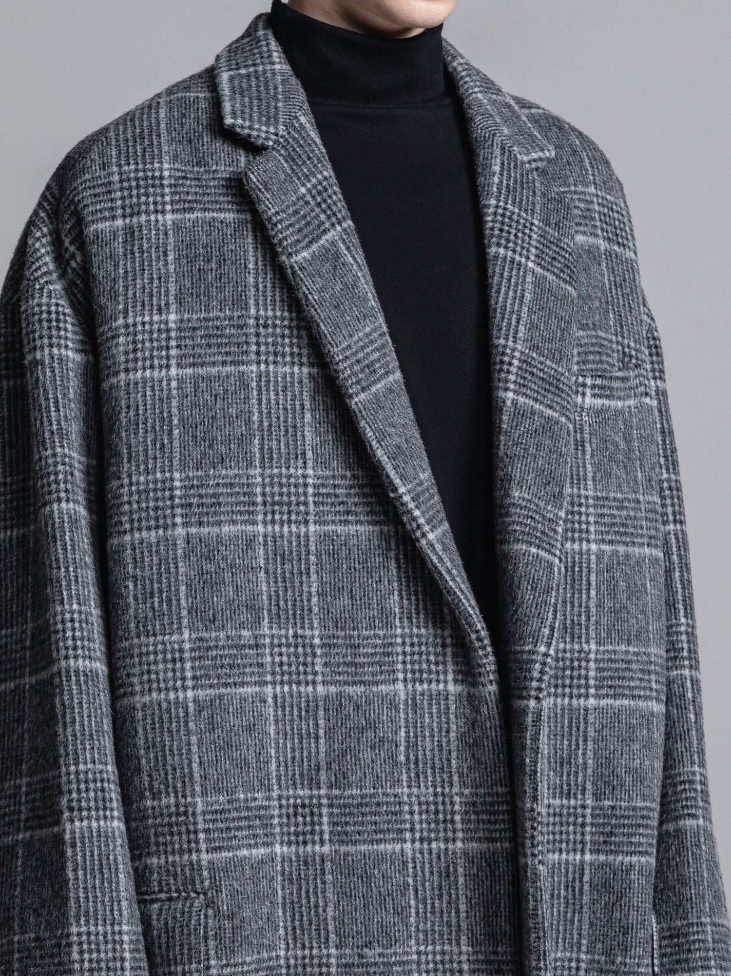 予約商品] GLEN CHECK WOOL OVERSIZED COCOON CHESTERFIELD COAT
