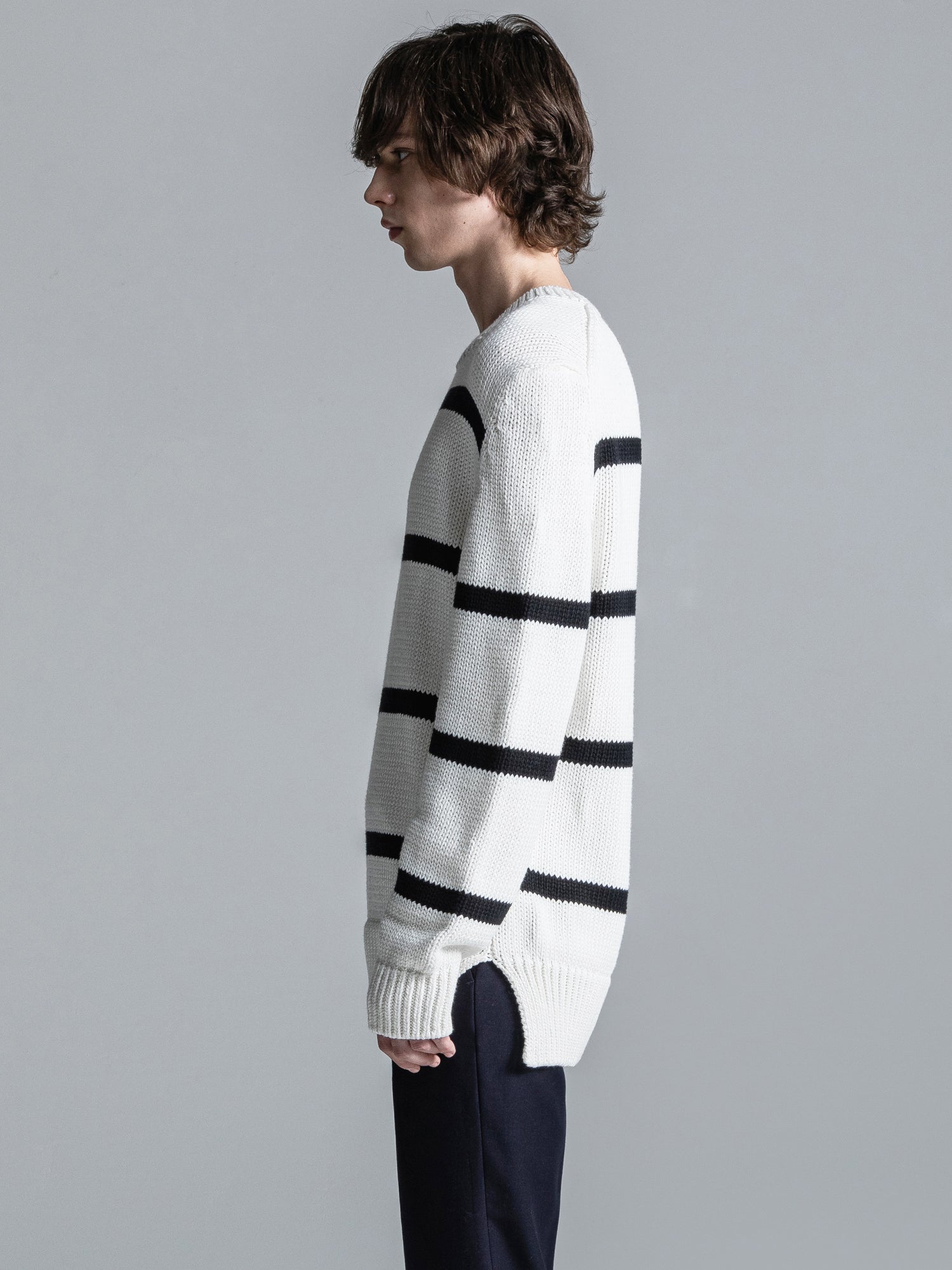 3GG WIDE BORDER CREW NECK KNIT [2023A/W]