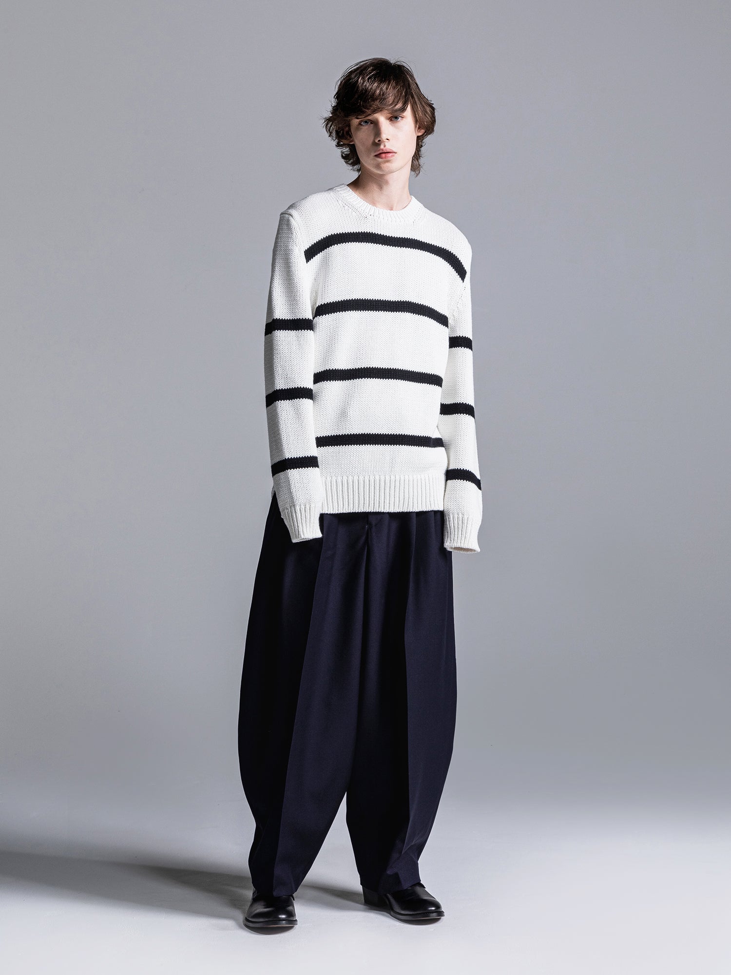 3GG WIDE BORDER CREW NECK KNIT [2023A/W]