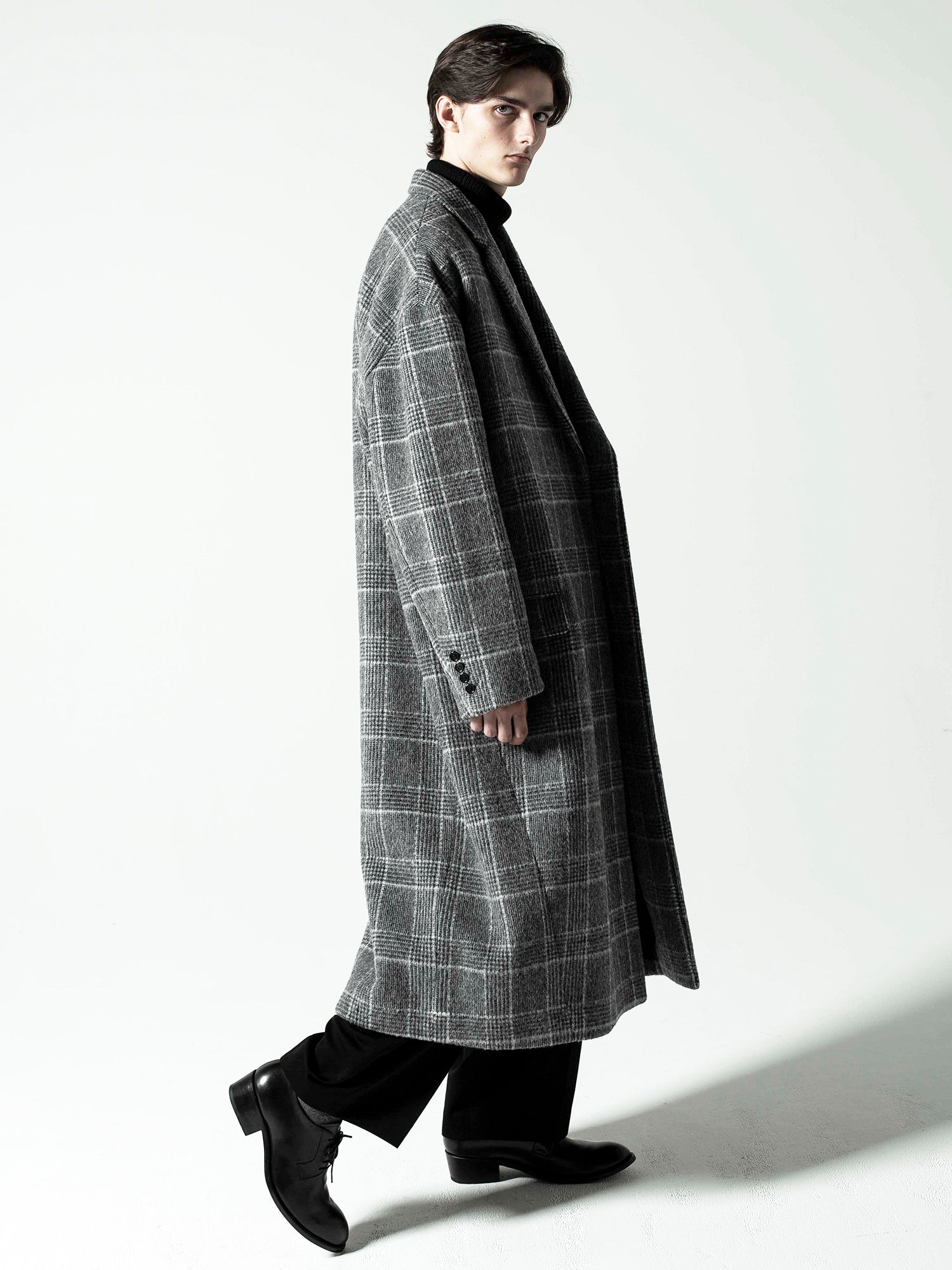 GLEN CHECK WOOL OVERSIZED COCOON CHESTERFIELD COAT [2025A/W